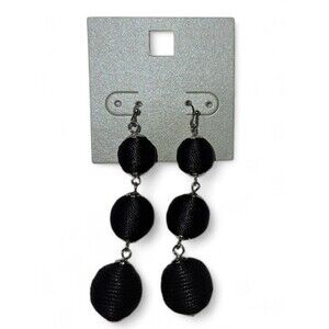 Unbranded Statement Drop Earrings Black Beaded Tiered Dangle Earrings Women NWT